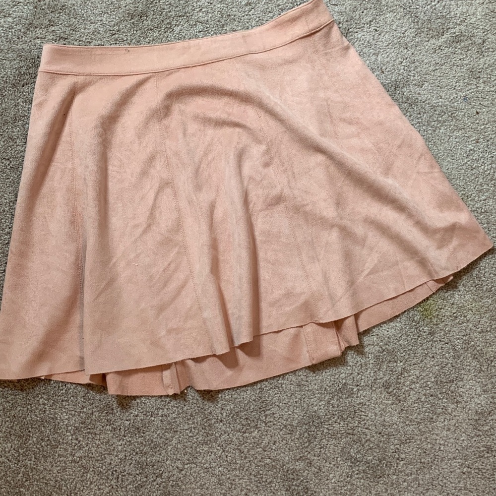 Suede Pink Button Skirt